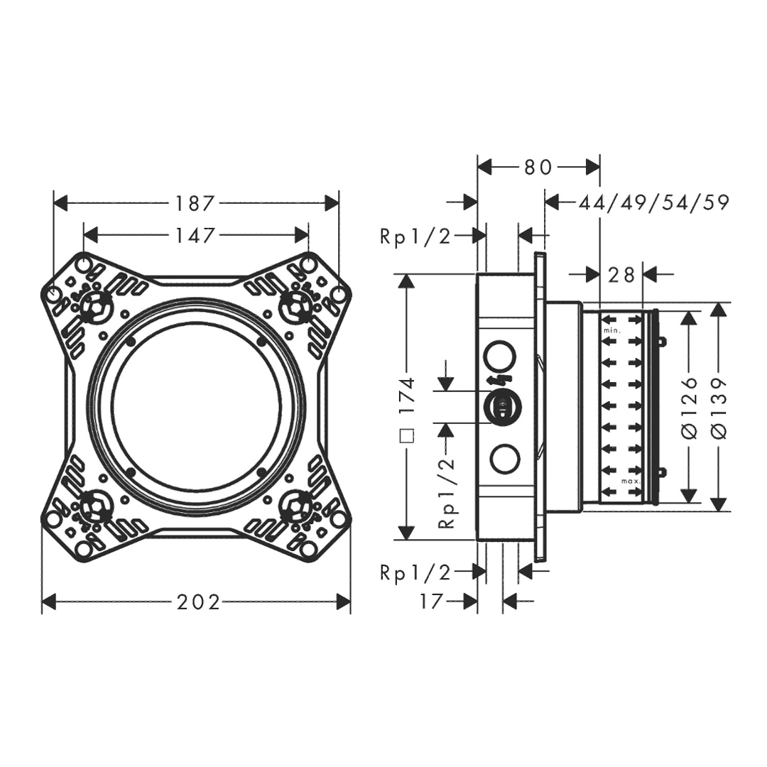 iBox Universal 2 Set básico Hansgrohe 01500180 Essentials
