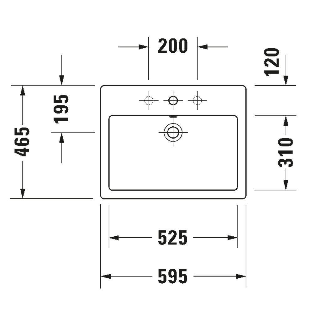 Lavabo Vero Sobre Cubierta con Rebosadero 59.5x46.5x13 cm Duravit 0452600000