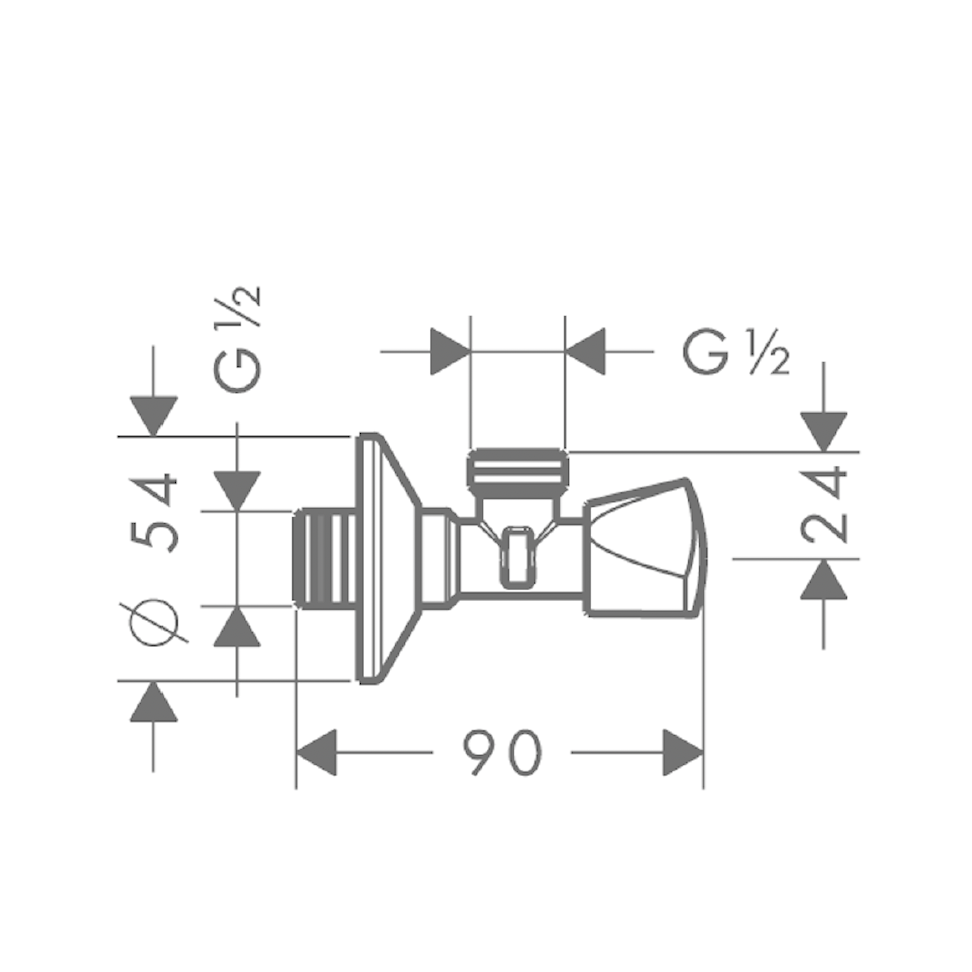 Llave angular E Cromo 1/2" x 1/2" Hansgrohe 13903000 Essentials
