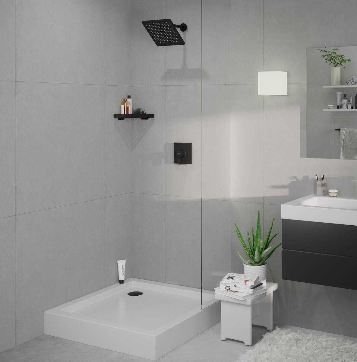 Regadera Crometta E Ducha fija 240 1jet acabado Negro Mate Hansgrohe 26726670 Essentials