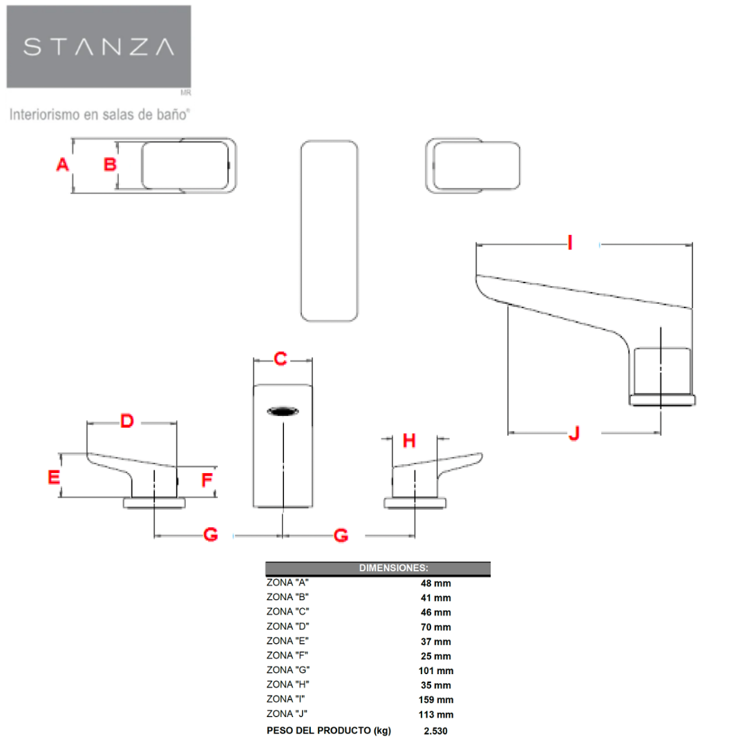 Mezcladora de Lavabo 8" FONTE® acabado Negro Mate STANZA 20.2041.37