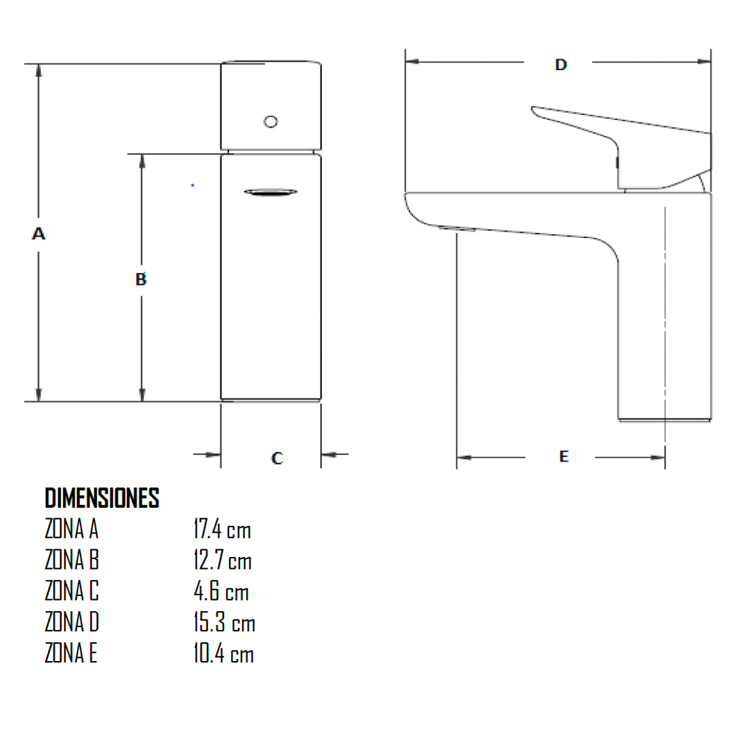 Monomando Corto para Lavabo FONTE acabado Negro Mate STANZA 21.2154.37