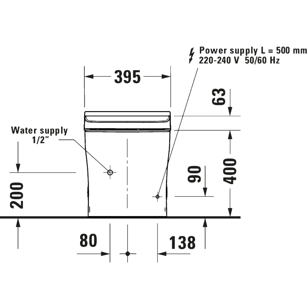 WC SensoWash® u Inodoro Inteligente a Piso. Asiento, Lavado y Secado Regulable, Mando a Distancia Duravit 622000011001300