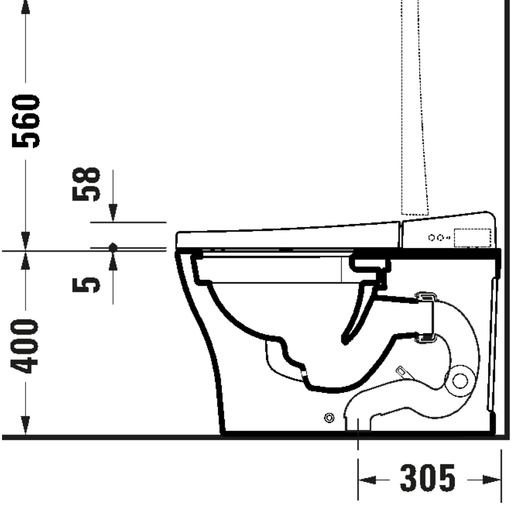 WC SensoWash® u Inodoro Inteligente a Piso. Asiento, Lavado y Secado Regulable, Mando a Distancia Duravit 622000011001300