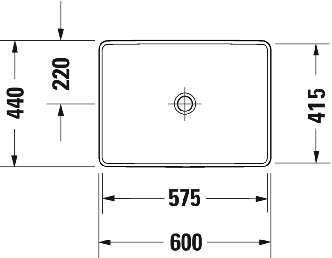 Lavabo D-Neo Semi-empotrado sin Rebosadero 60x44x4.5/10 cm Duravit 0358600079