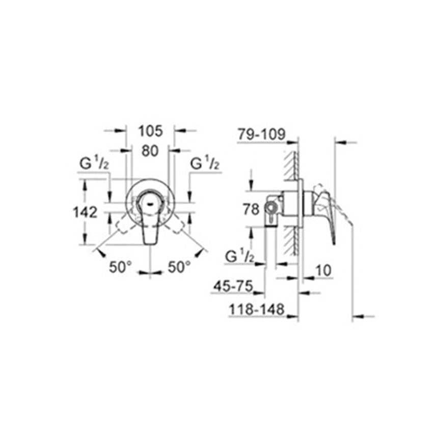 Monomando para Regadera Cromo Buflow GROHE 29046000
