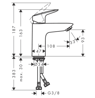 Monomando de lavabo con vaciador Push-Open Cromo Logis 100 Hansgrohe 71107000 ¡DISPONIBLE PARA ENTREGA INMEDIATA!