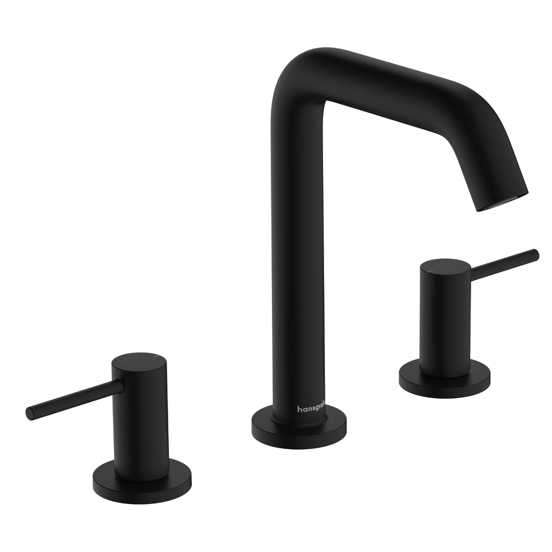 Mezcladora de lavabo Tecturis S 150 Negro Mate vaciador Push Open Hansgrohe 73330670 Essentials