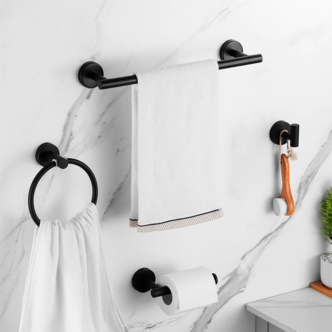 Kit Accesorios de Baño Acero Inoxidable Negro Mate 4 Piezas