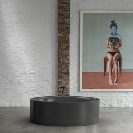 BetteEve Oval Silhouette Bañera Freestanding en Acero al Titanio Ebony color Negro 180x100x45 cm BETTE 6043 035 CFXXS