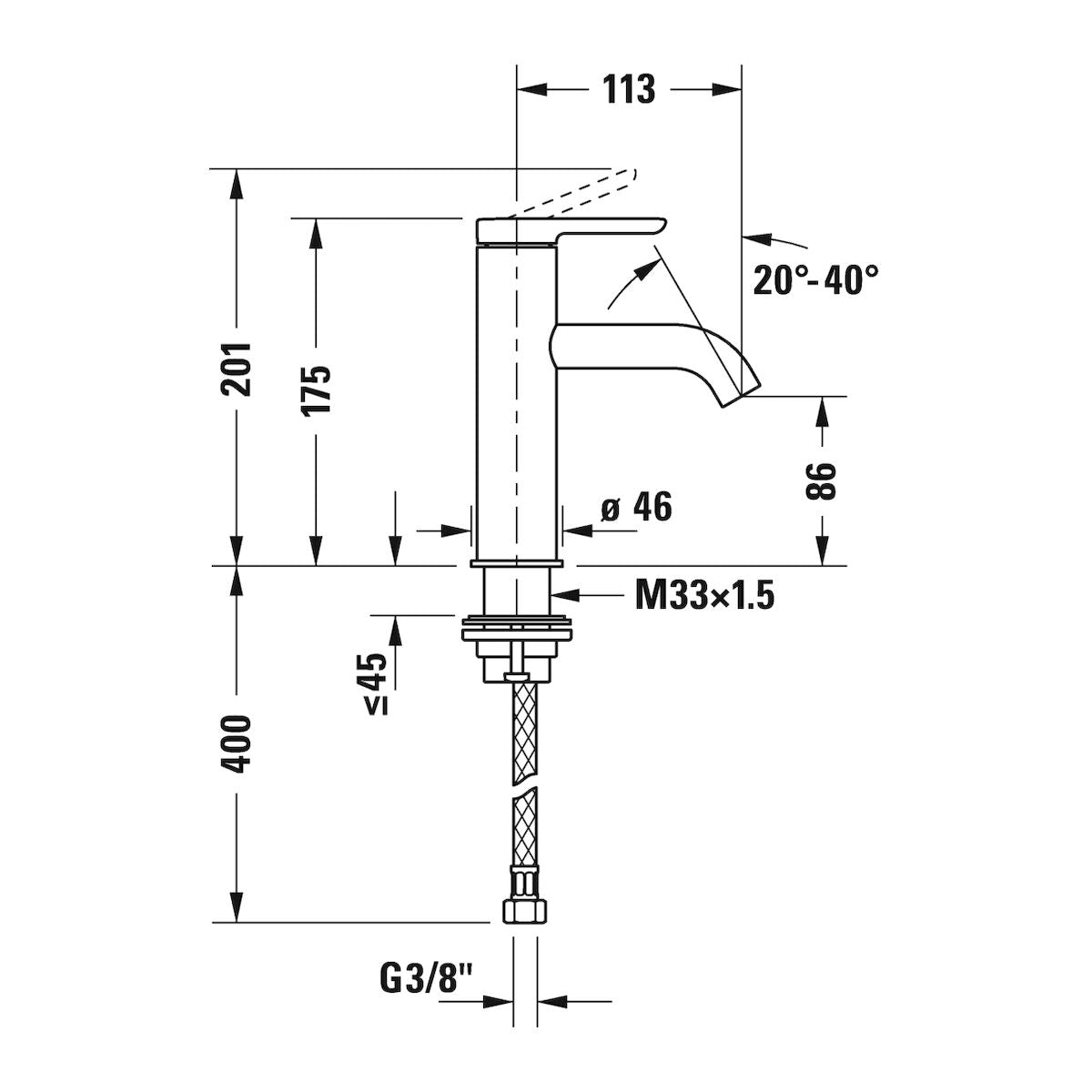 Mezclador Monomando M C.1 acabado Negro Mate Duravit C11020002046