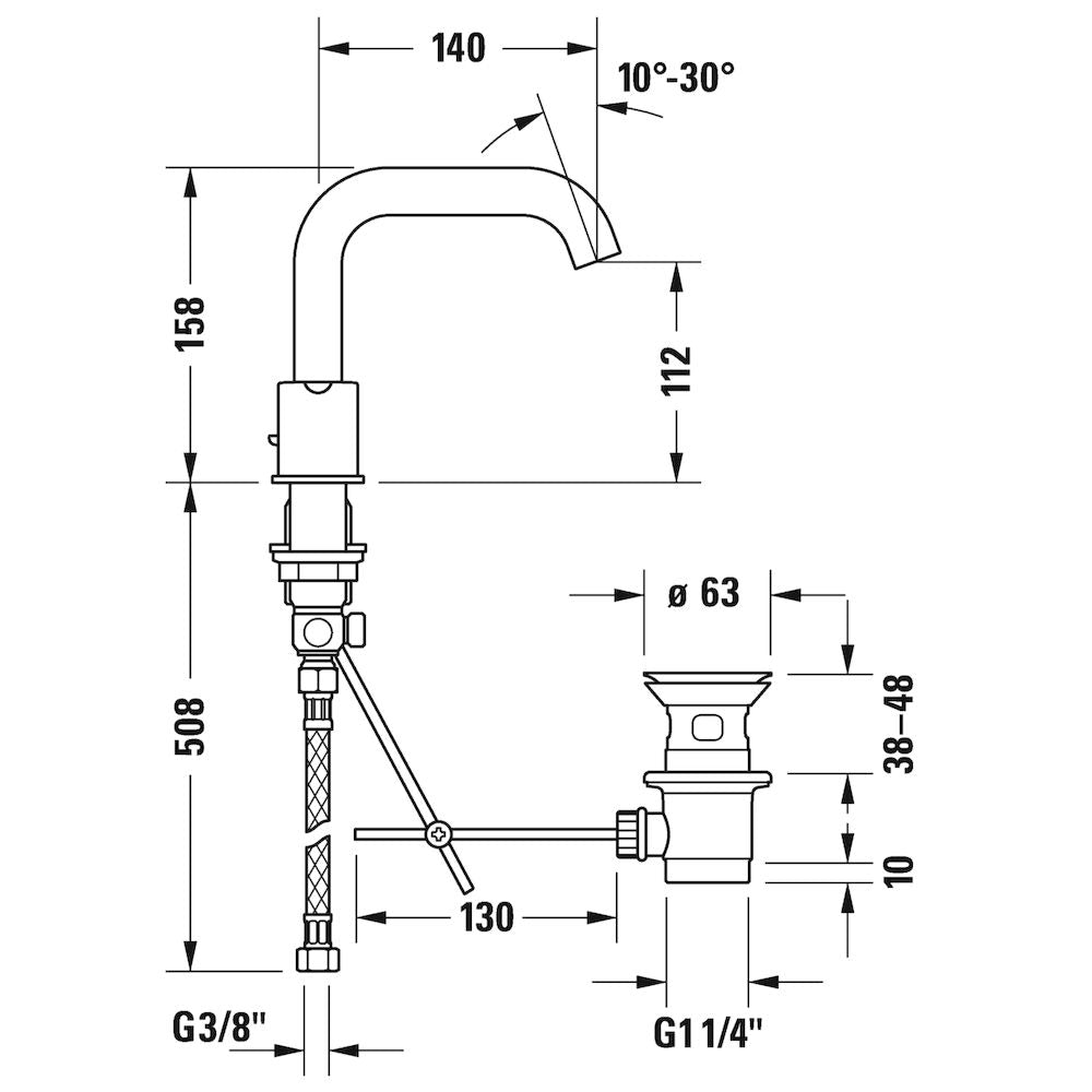 Mezcladora para Lavabo de 3 porforaciones C.1 Duravit C11060005010