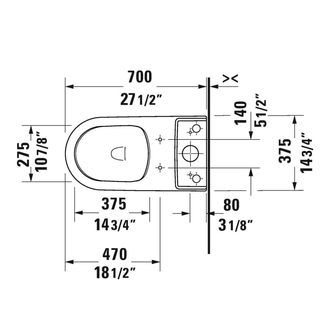 WC Dos Piezas Rimless® D-Neo en Porcelana con Mecanismo Single Flush Canal Abierto Sifón Vitrificado Watersense y Asiento Soft Close Duravit DN 2006010323