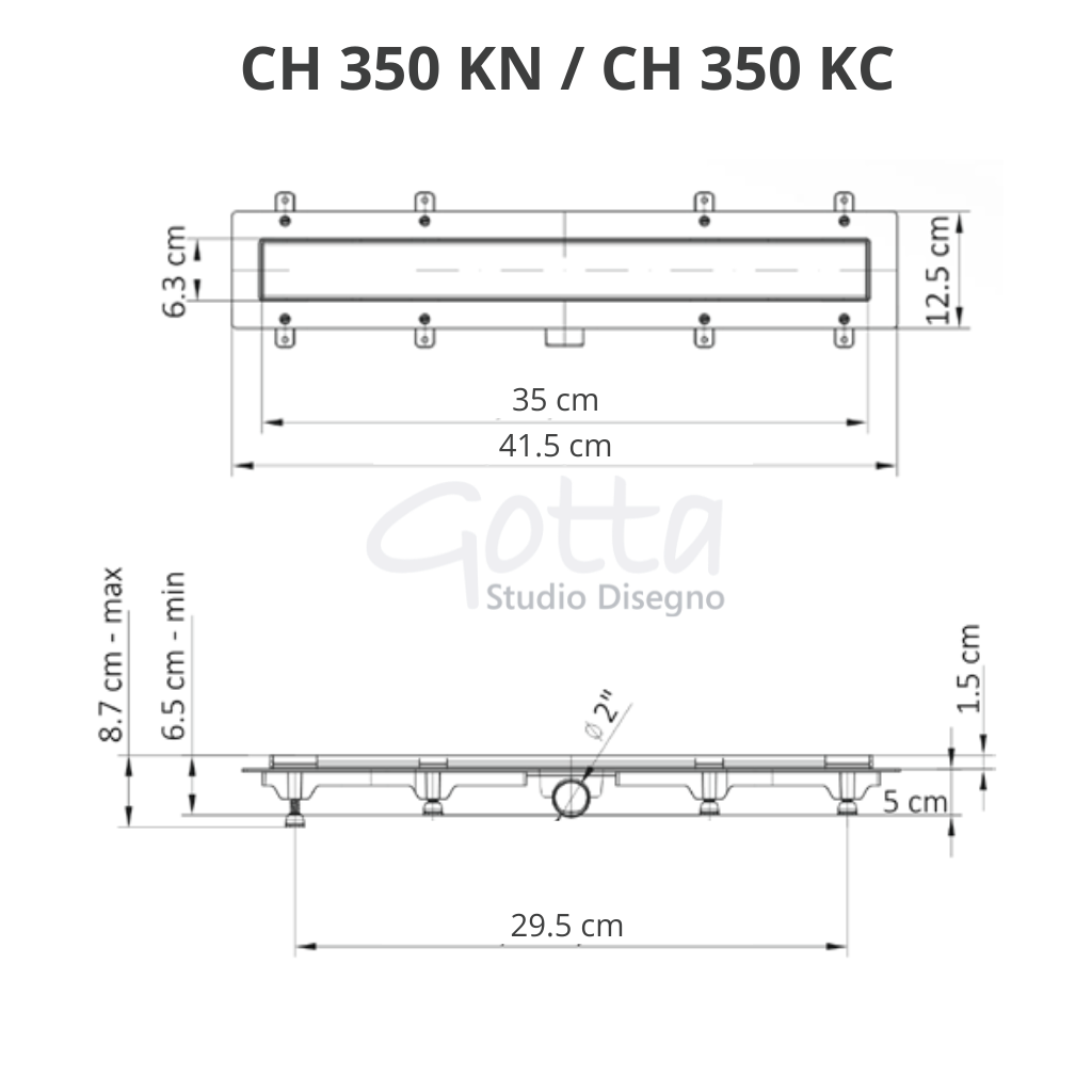 Desagüe Lineal Acero Inoxidable para Inserto 35 cm Chudej CH 350 KN