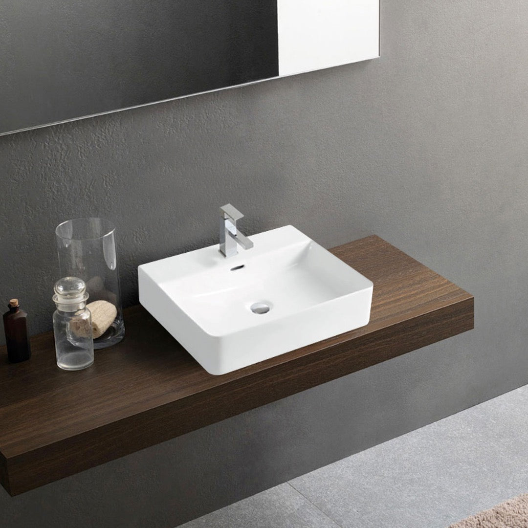 Lavabo de sobrecubierta con rebosadero Medidas 50x42x14.5 cm Mónaco
