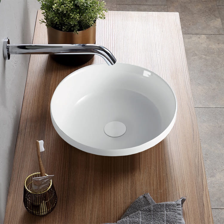 RONDO 40 Premium Basin Lavabo de semiempotre diámetro 40 cm cerámica LAV400400140B