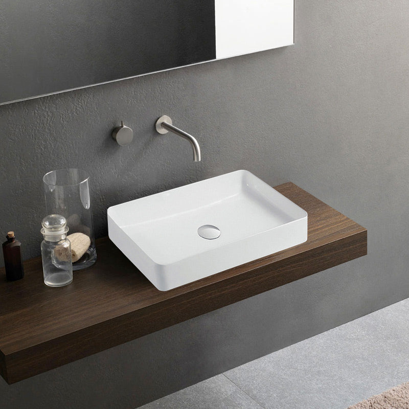 Lavabo de Sobrecubierta sin Rebosadero SQUARE. Medidas 61x34.5x11 cm