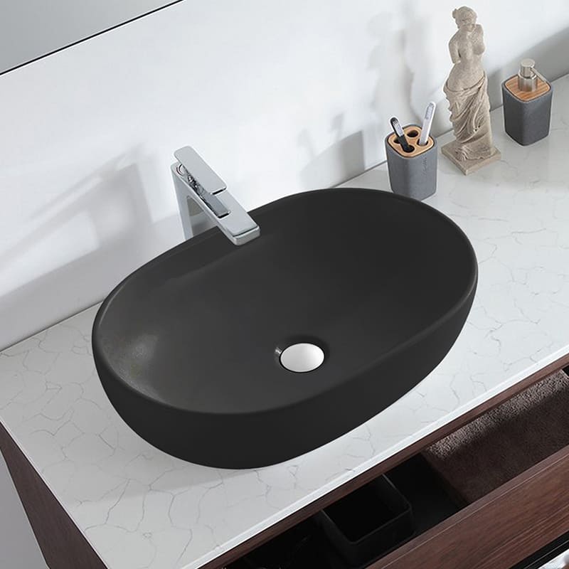 Lavabo de Sobreponer sin Rebosadero 59x41x14 cm Negro Mate Florencia