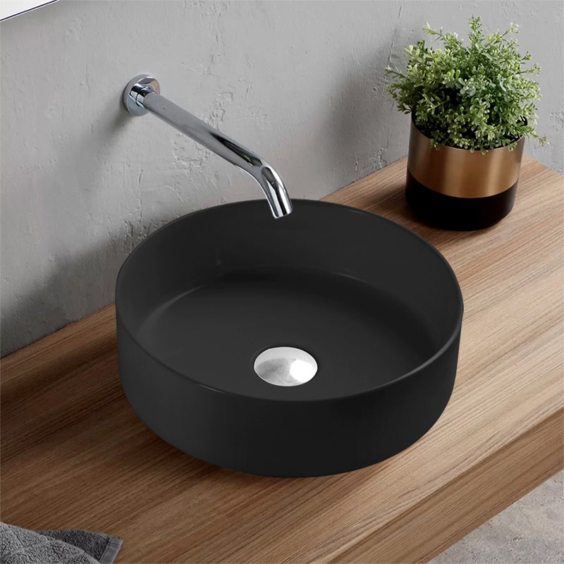Lavabo de sobreponer diámetro 35 cm cerámica Negro Mate Italy ArtexaBath LAV350350120N
