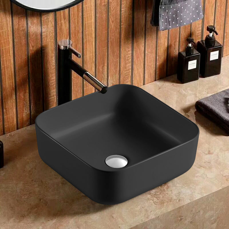 Lavabo de Sobrecubierta sin Rebosadero color Negro SQUARE Medidas 38.5x38.5x14 cm