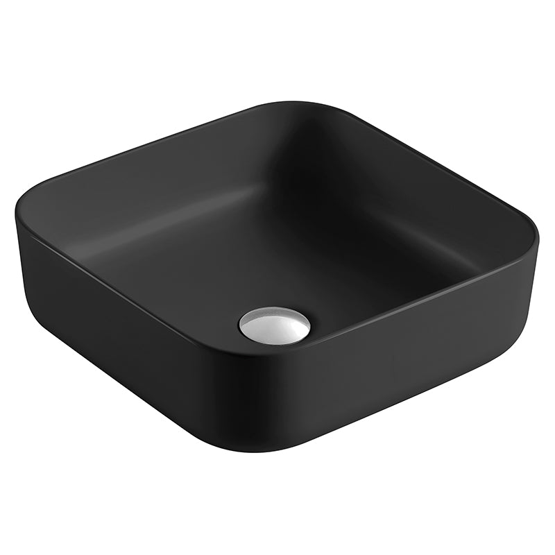 Lavabo de Sobrecubierta sin Rebosadero color Negro SQUARE Medidas 38.5x38.5x14 cm