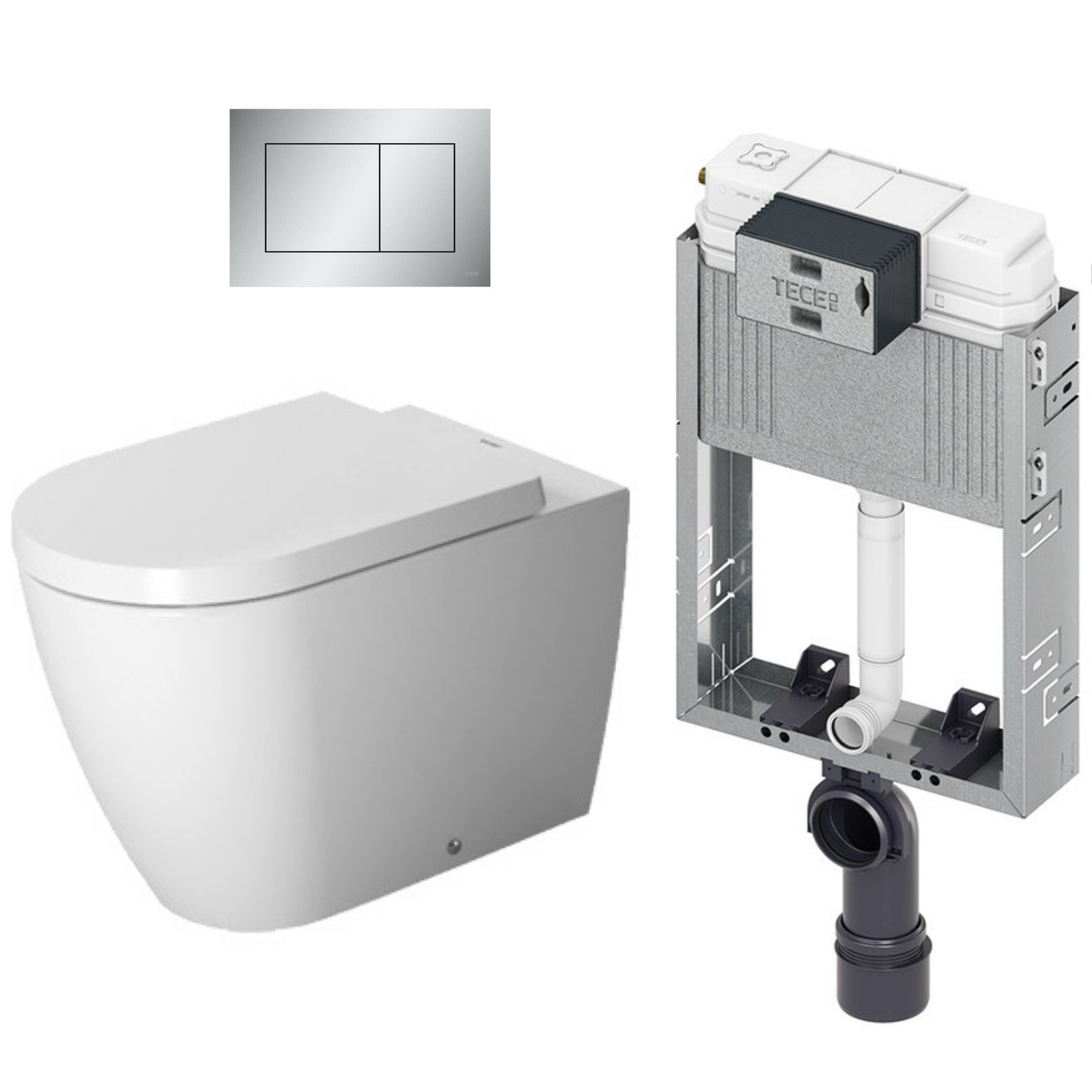 Paquete WC a piso Me by Starck incluye WC + Tanque Oculto + Botonera + Asiento Duravit MBS 2169090119