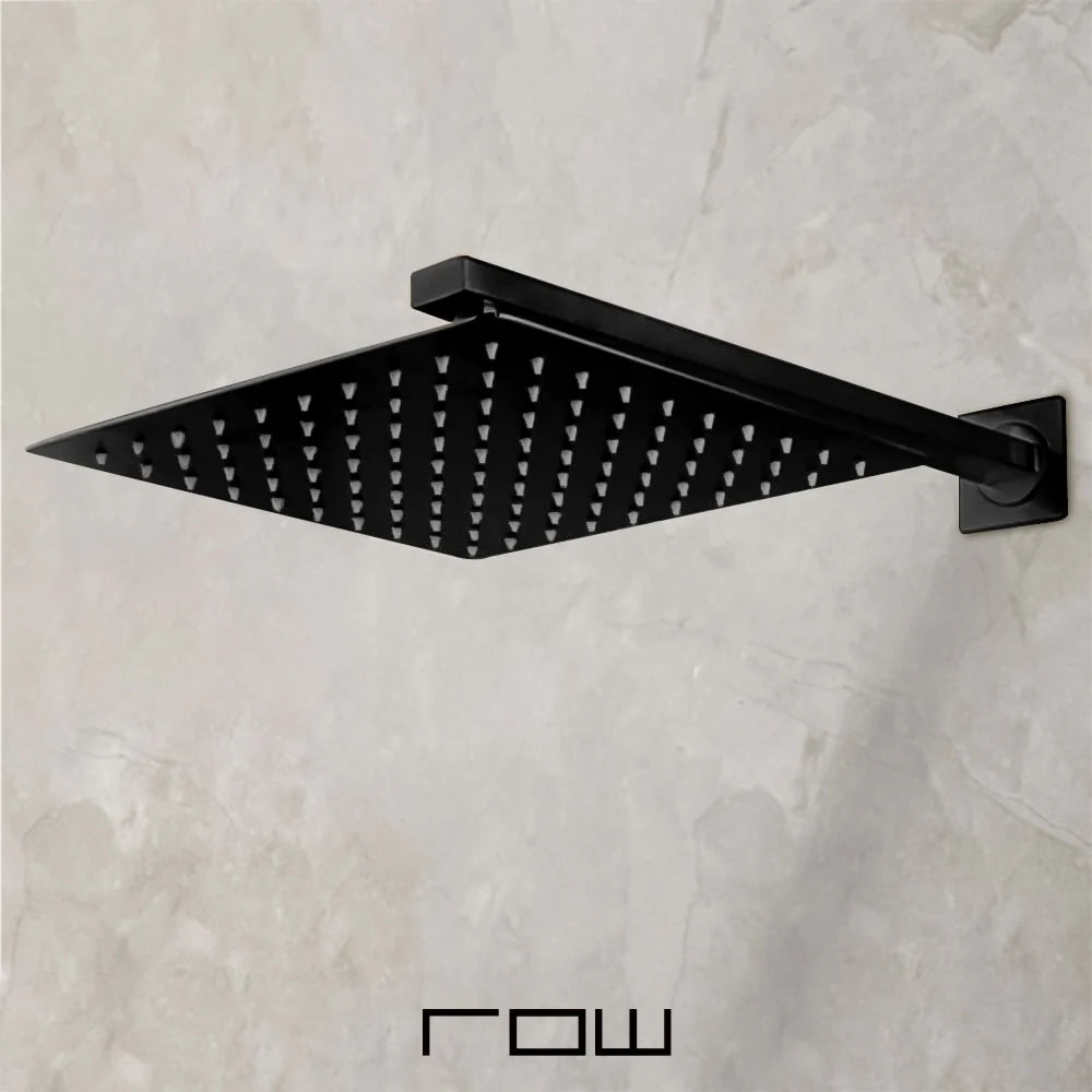 Regadera Cuadrada 25x25 cm con Brazo Negro Mate