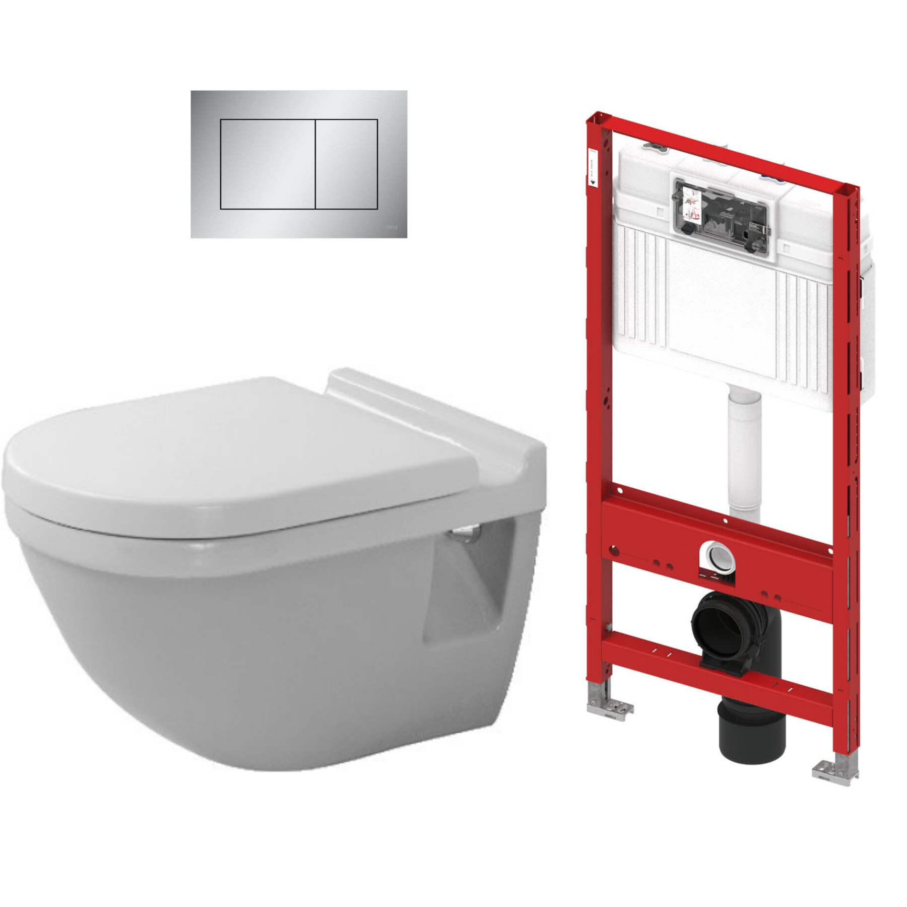 Paquete de WC Suspendido Starck 3 Incluye WC+Tanque Oculto+Botonera+Asiento Duravit ST3 2200090315