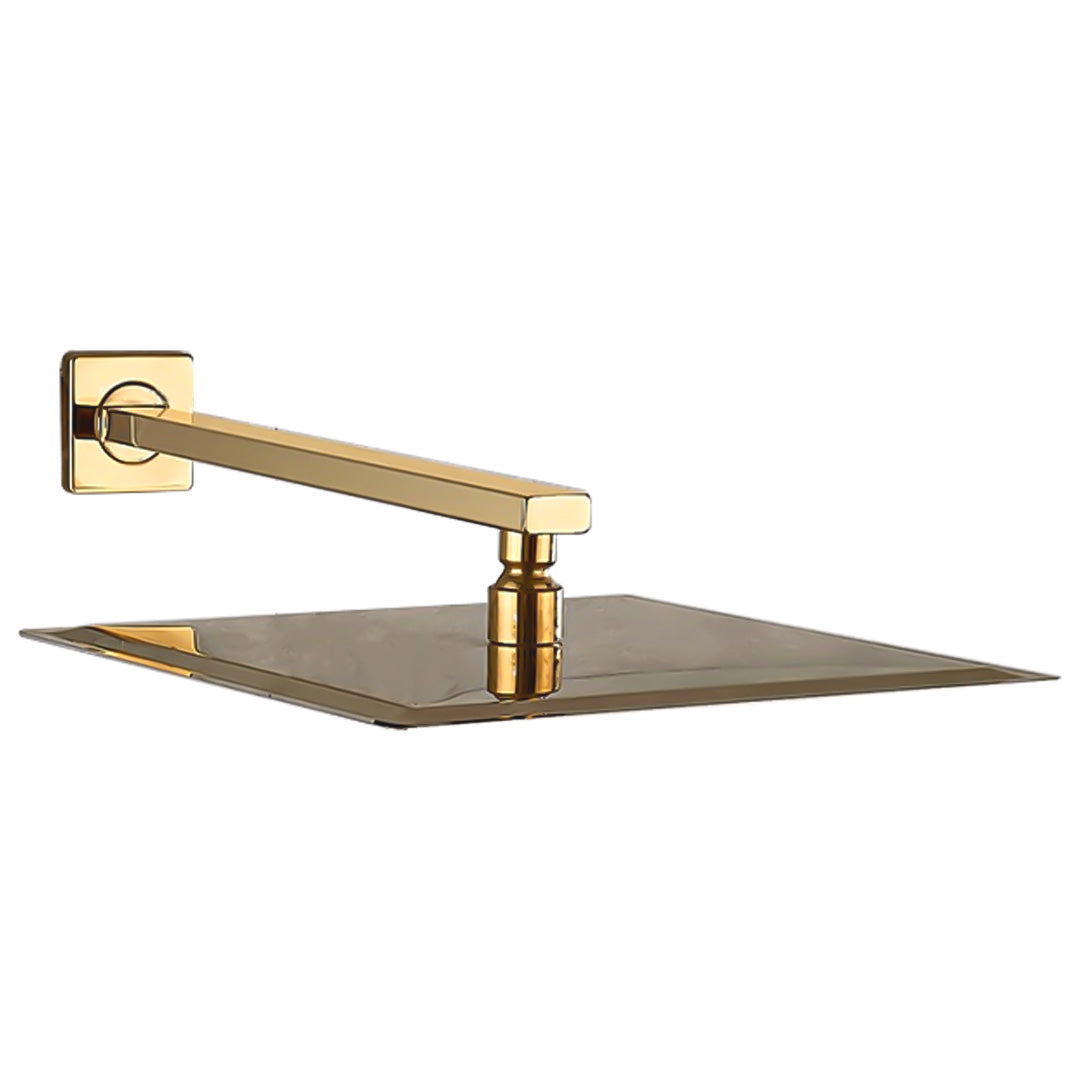 Regadera Cuadrada 25x25 cm con Brazo acabado Acero Inoxidable Oro Cepillado TB43.902BG