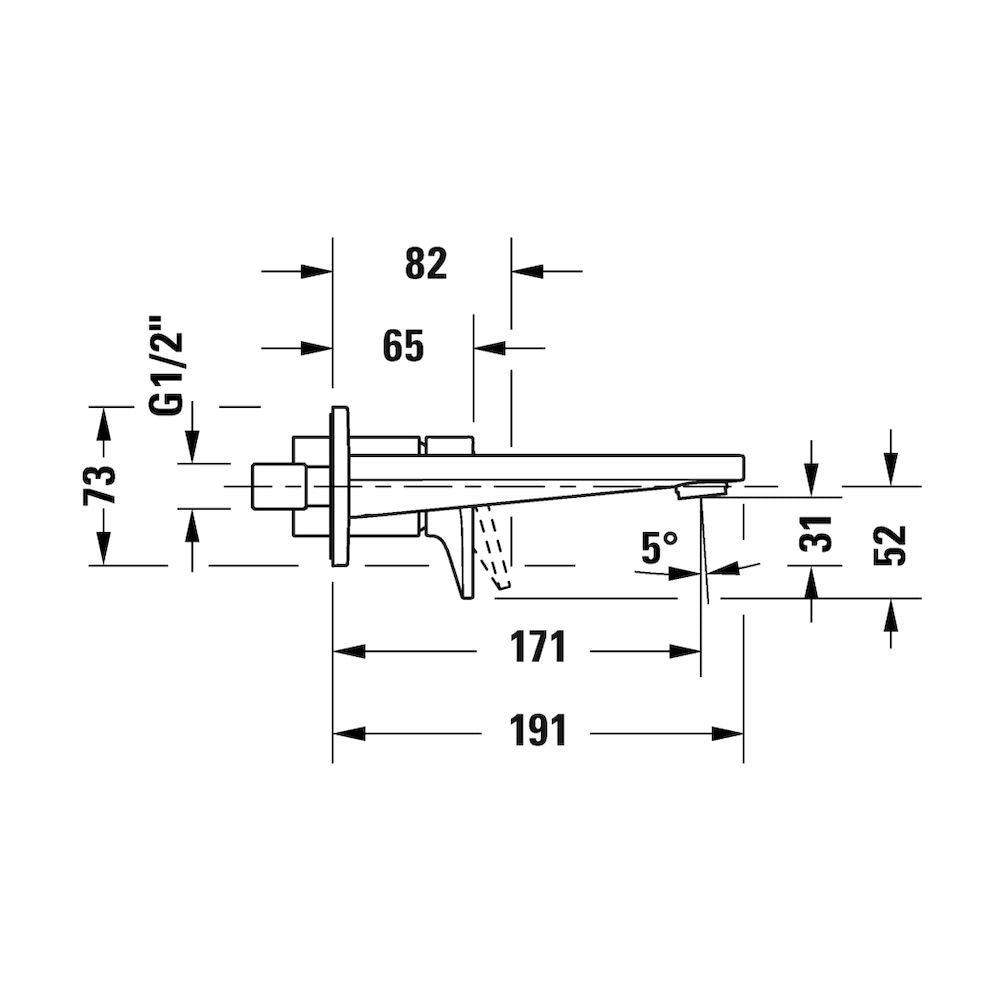 Monomando a Muro acabado Negro Mate Tulum Duravit TU1070004046