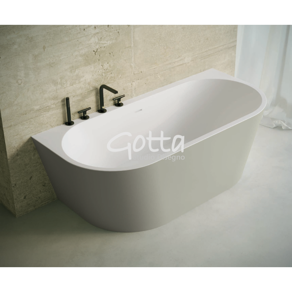 AIDAR - Tina Freestanding Ovalada a Pared en Acrílico 170x80x57 cm -Acabado Mate o Brillante- Producto Español ¡DISPONIBLE PARA ENTREGA INMEDIATA!