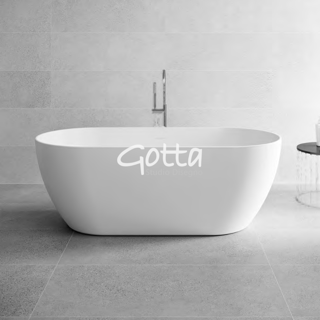 NUKURU - Tina freestanding Ovalada Acrílico Blanco Mate 170x80x57 cm. Producto Español ¡DISPONIBLE PARA ENTREGA INMEDIATA!