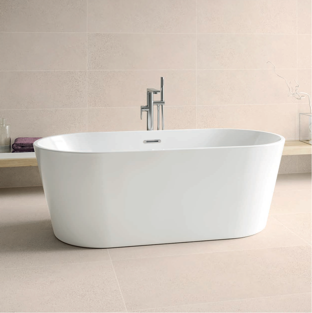 PEYTO - Tina freestanding ovalada en acrílico Blanco Brillo 168x80x58.5 cm. Producto Español ¡DISPONIBLE PARA ENTREGA INMEDIATA!
