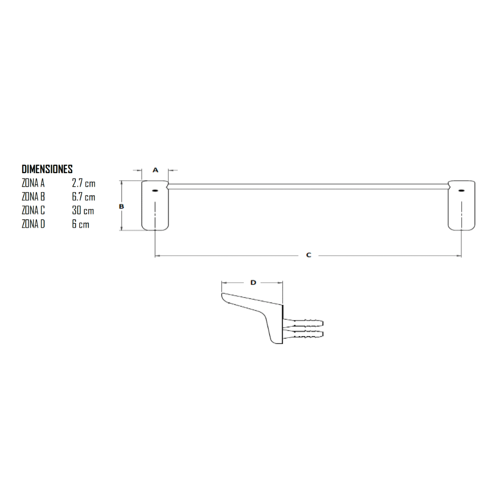Toallero de barra corto 30 cm. FONTE® Cromo STANZA 62.6228.21
