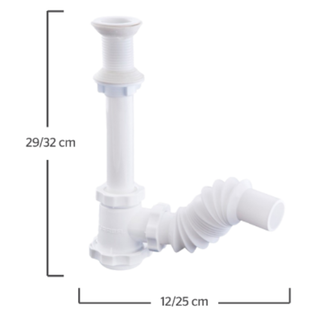 Céspol flexible con bote chico, sin cubierta, color blanco URREA 3701