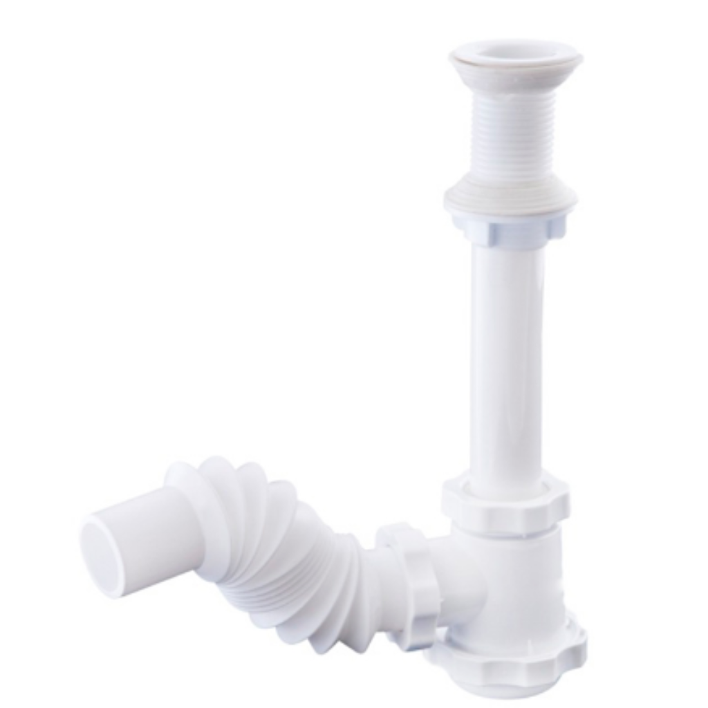 Céspol flexible con bote chico, sin cubierta, color blanco URREA 3701