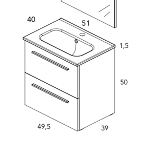 Urban Gabinete para Baño medida 51x40 cm Nogal Terracota con Lavabo y Espejo. PRECIOS ESPECIALES PARA PROYECTOS