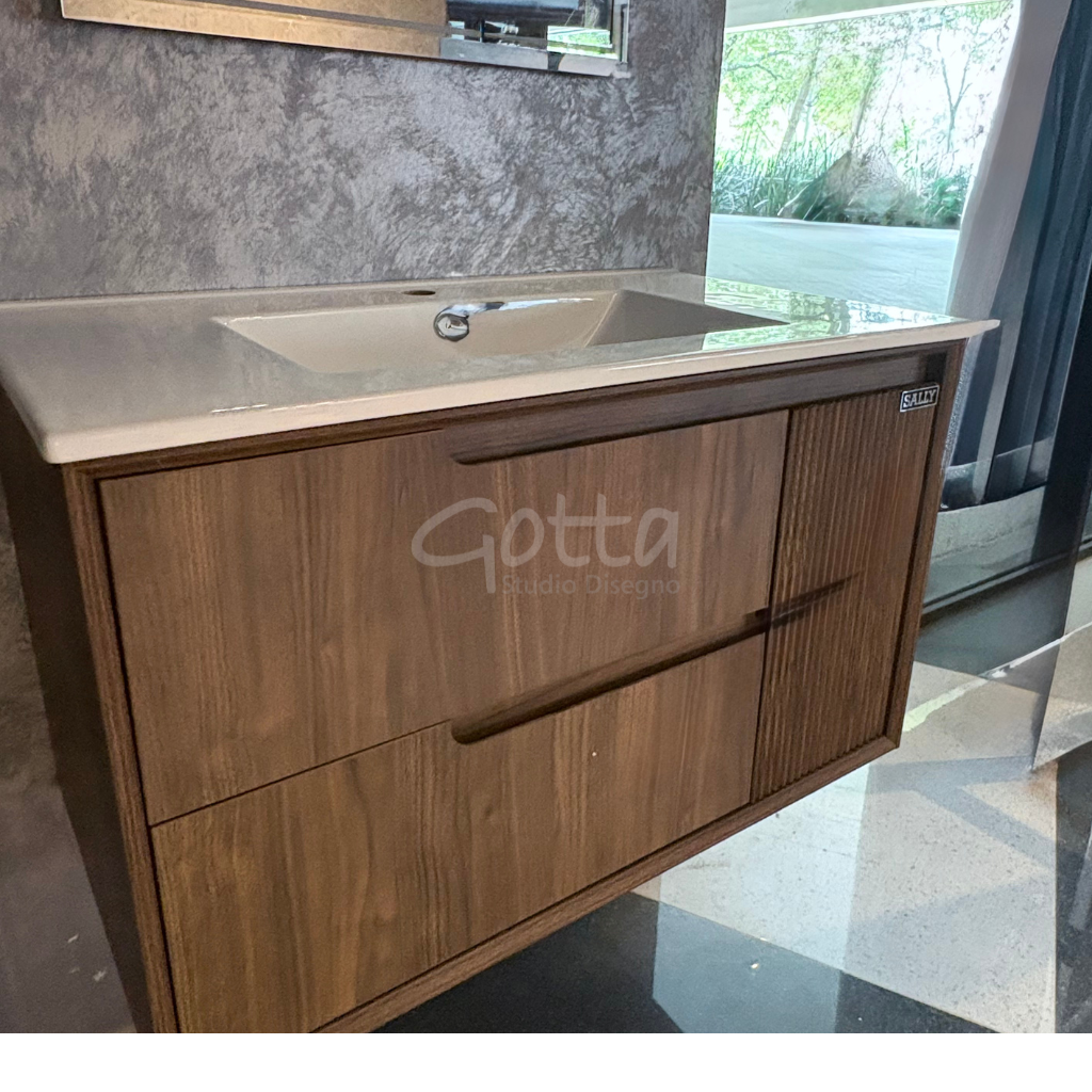 Mueble de Baño Botticelli cubierta y lavabo integrado Montaje a Muro. Medidas 84×46.5 cm