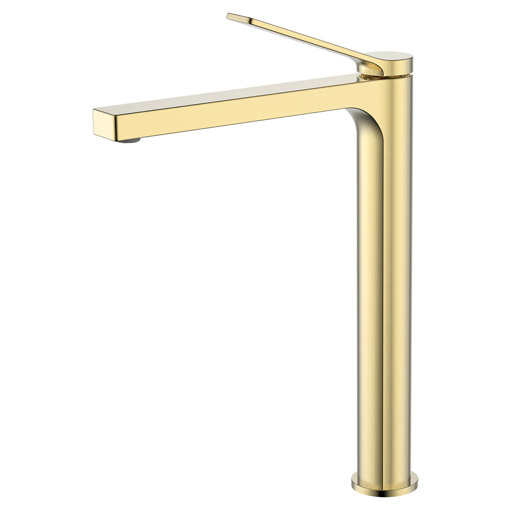 Monomando Alto para Lavabo acabado Oro Cepillado