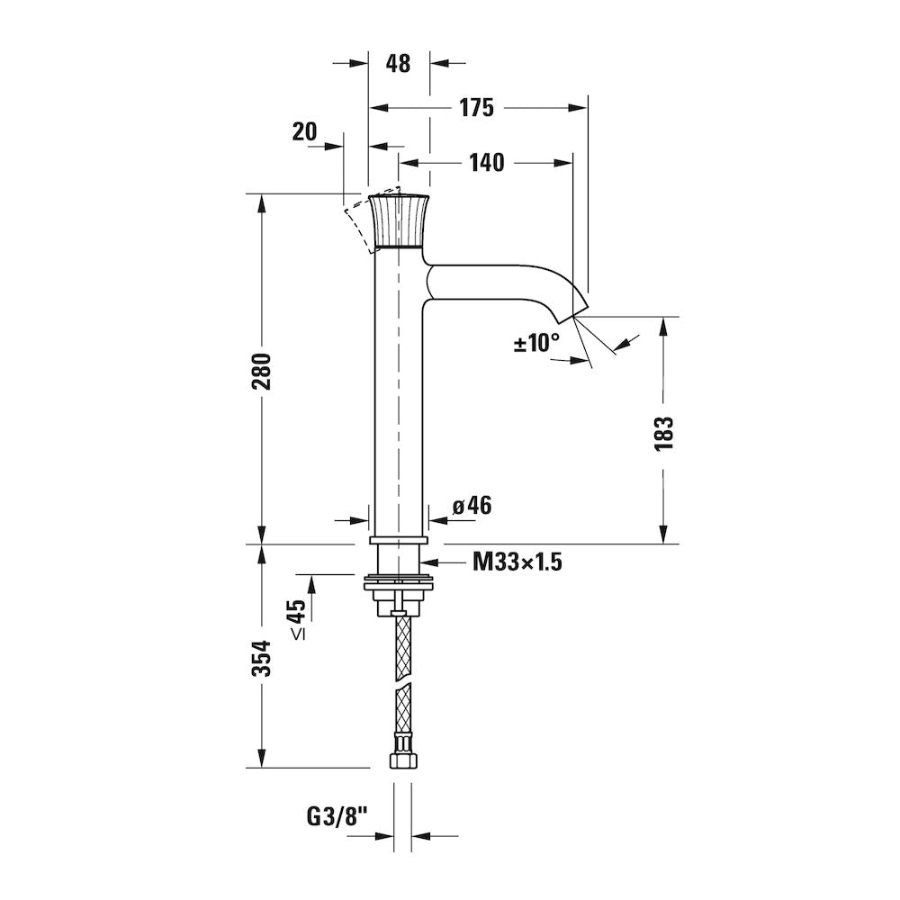Monomando L White Tulip acabado Cromo Duravit WT1030002010