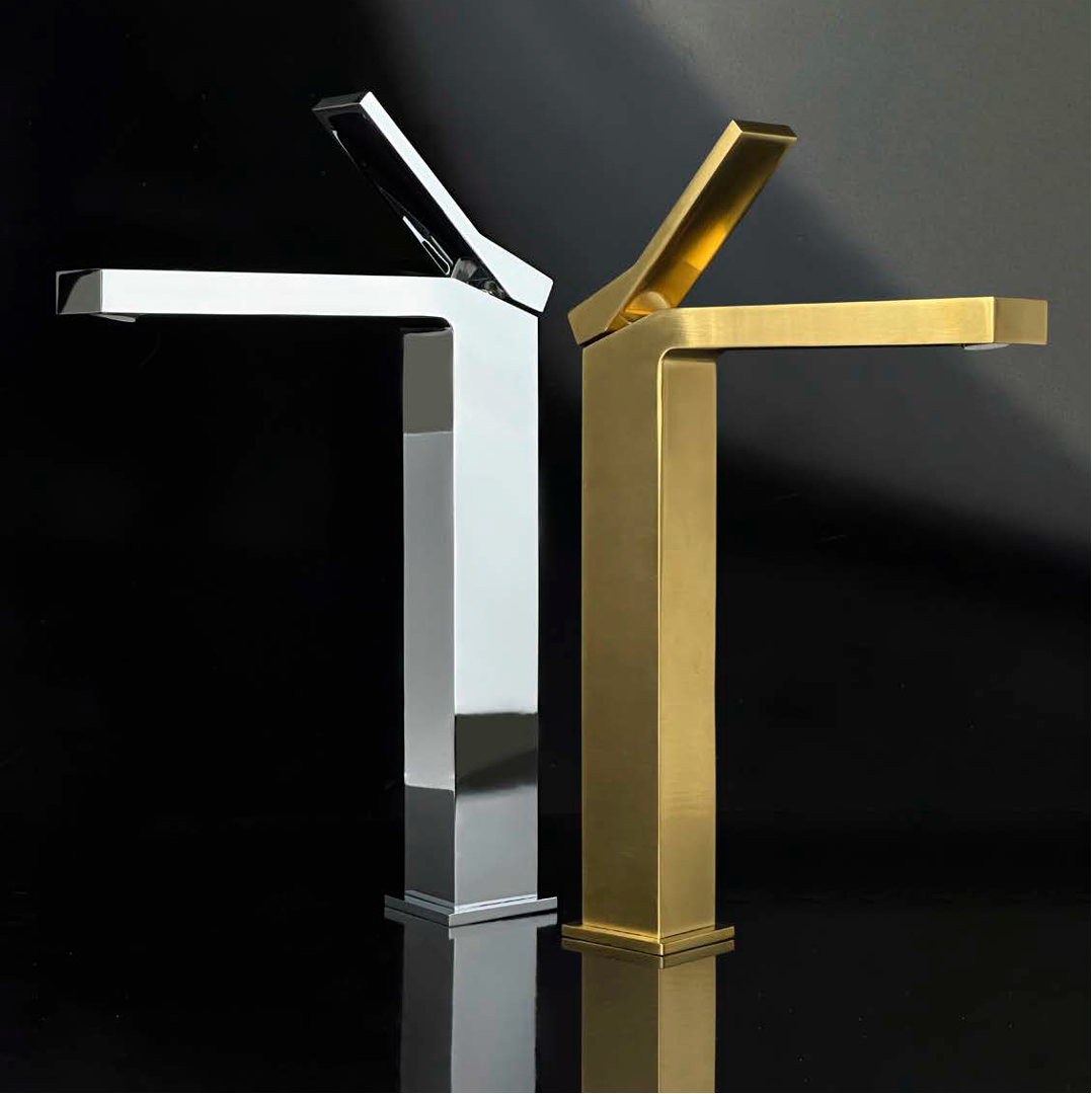 Monomando Alto para Lavabo acabado Oro Cepillado