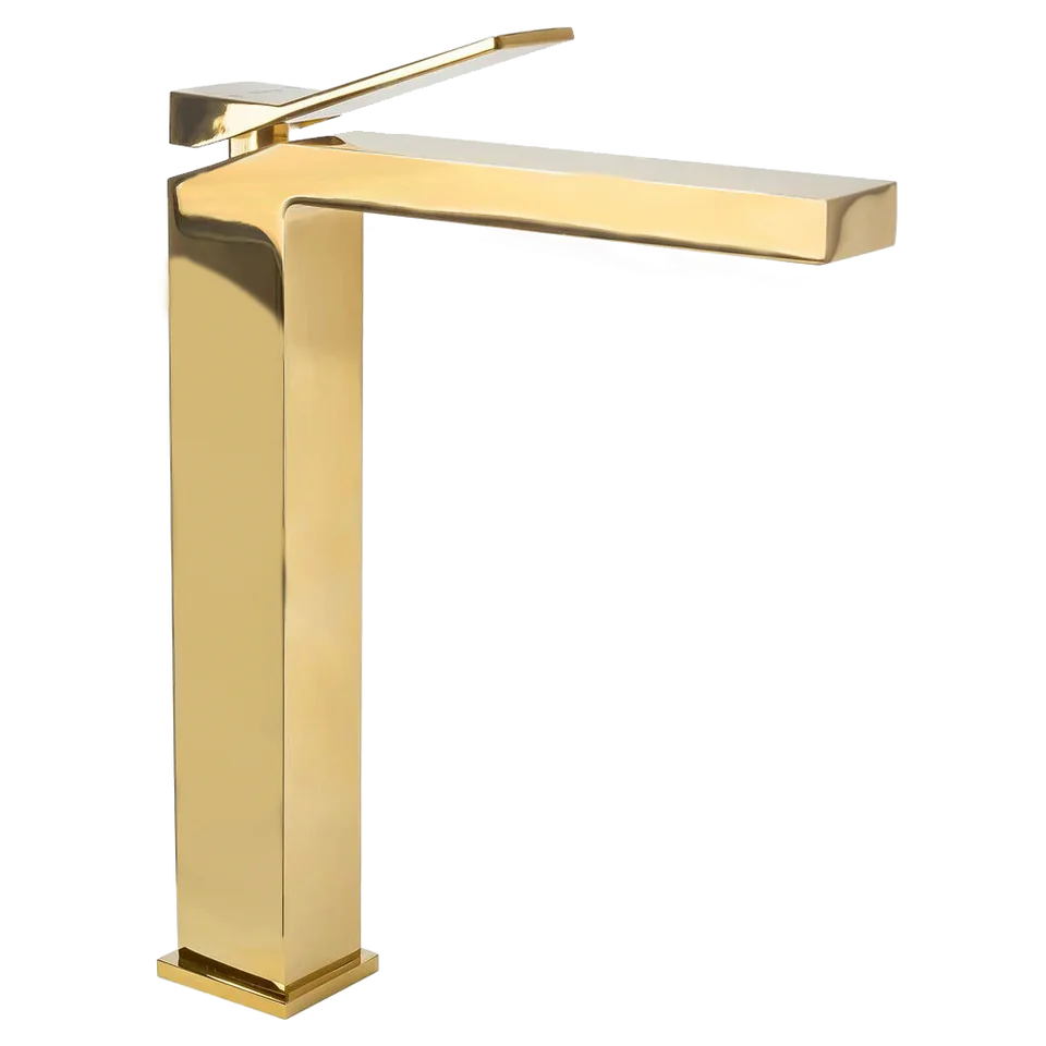 Monomando Alto para Lavabo acabado Oro Cepillado