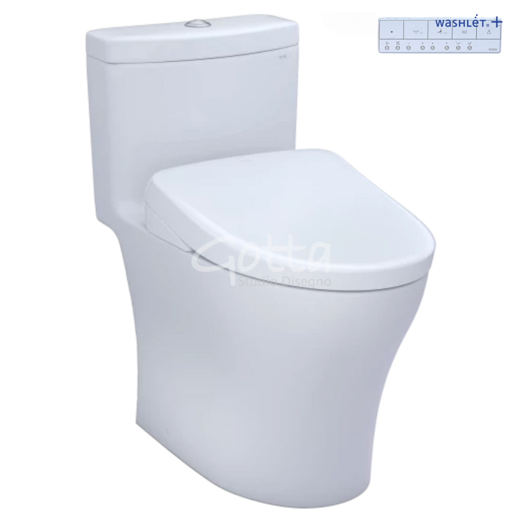 TOTO Aquia® IV - Washlet®+ S7A One Piece Toilet - 1.28 & 0.9 GPF Taza alargada TOTO MW6464736CEMFGNA#01 Kit Autoflush