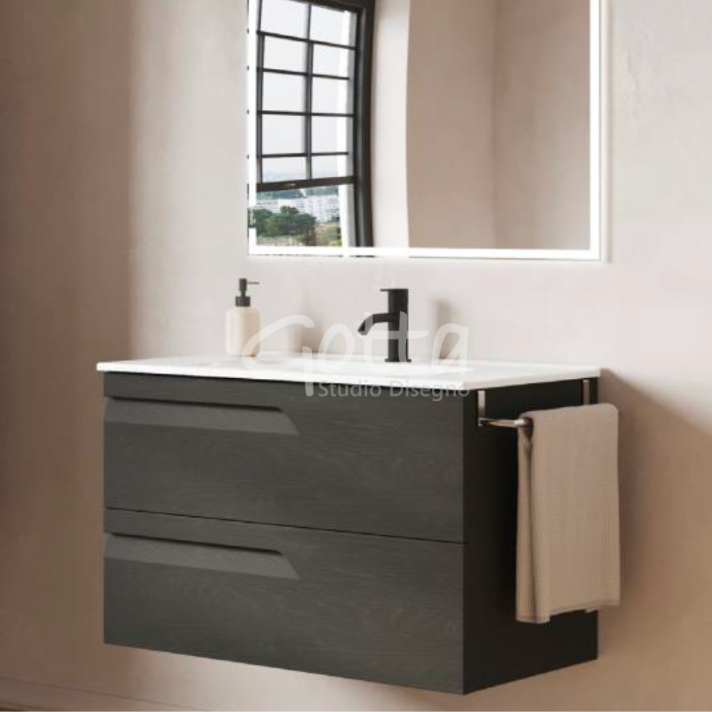 Vitale Gabinete para Baño con Cajones y Lavabo para montaje a muro