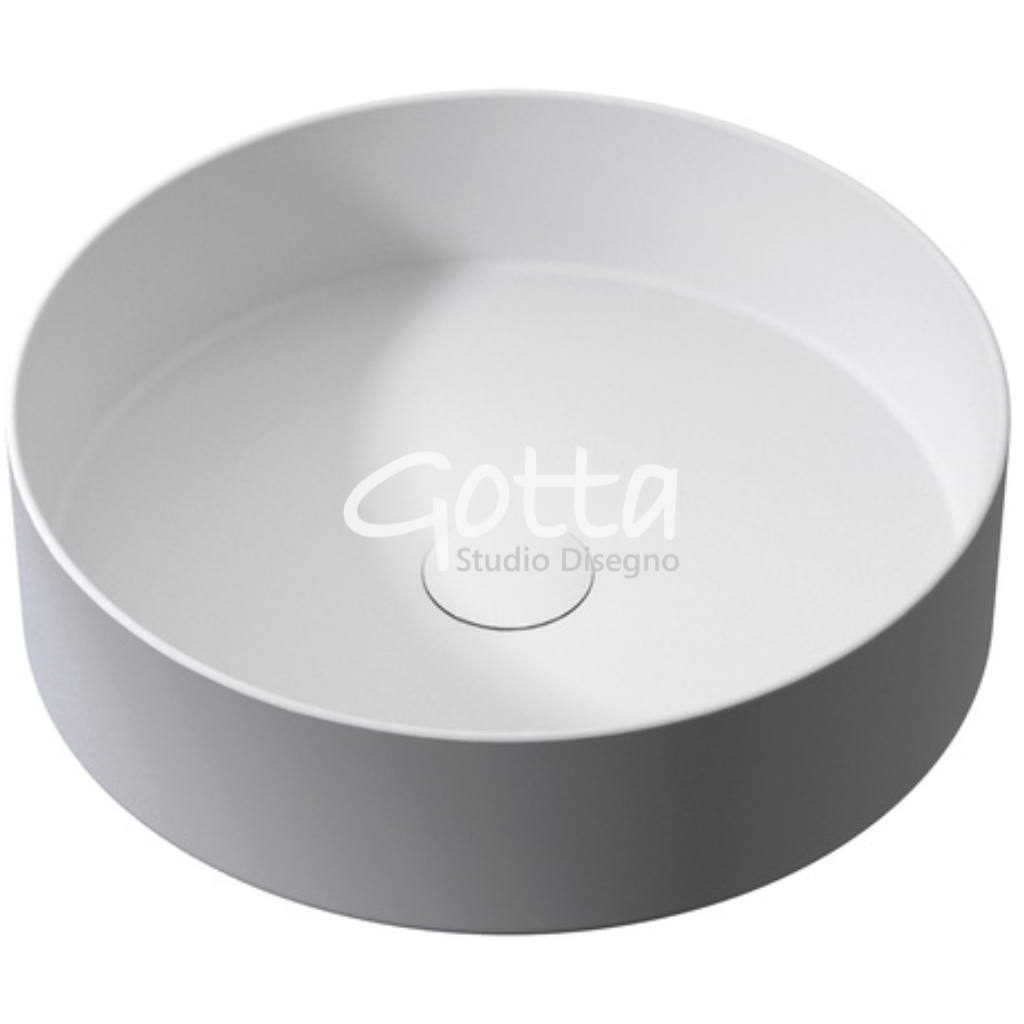 RIN PLATA - Lavabo de sobre encimera en Solid Sourface Diámetro 39x10.8 cm. Incluye Contra. Producto Español ¡DISPONIBLE PARA ENTREGA INMEDIATA!