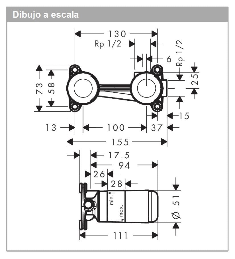 Empotre para Monomando a pared Hansgrohe 13622180 Essentials