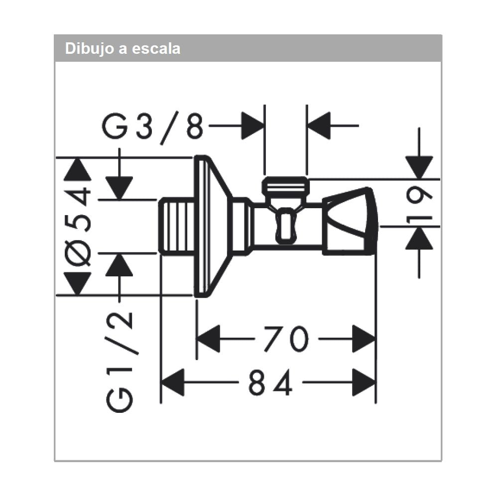 Llave angular E Cromo 3/8" a 1/2" Hansgrohe 13902000 Essentials