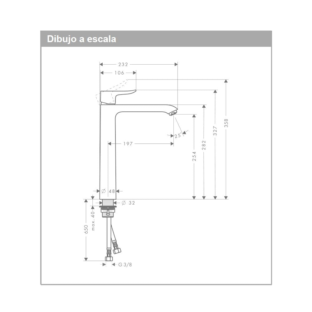 Monomando Lavabo Cromo sin vaciador Metris 260 Hansgrohe 31184000 St
