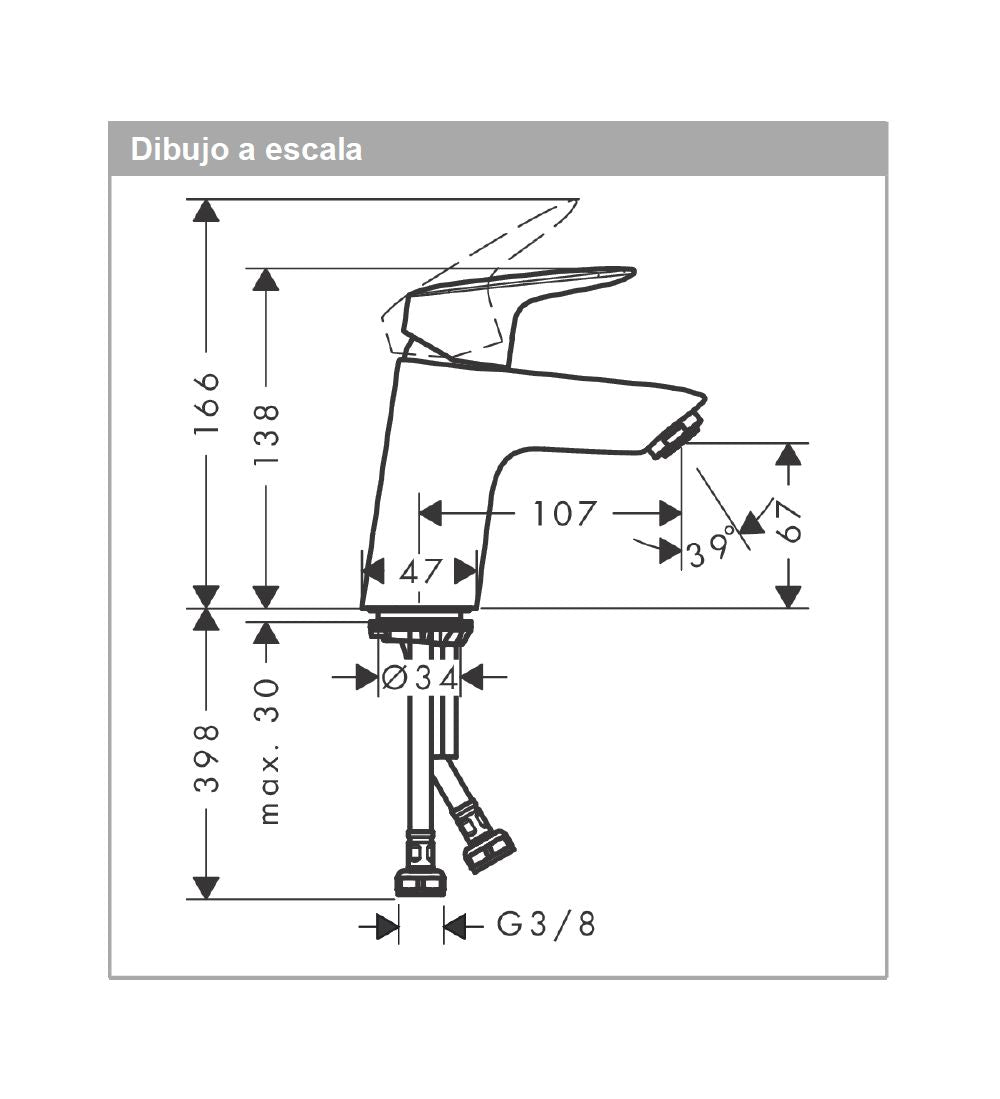Monomando de Lavabo CoolStart con vaciador Logis 70 Hansgrohe 71072000