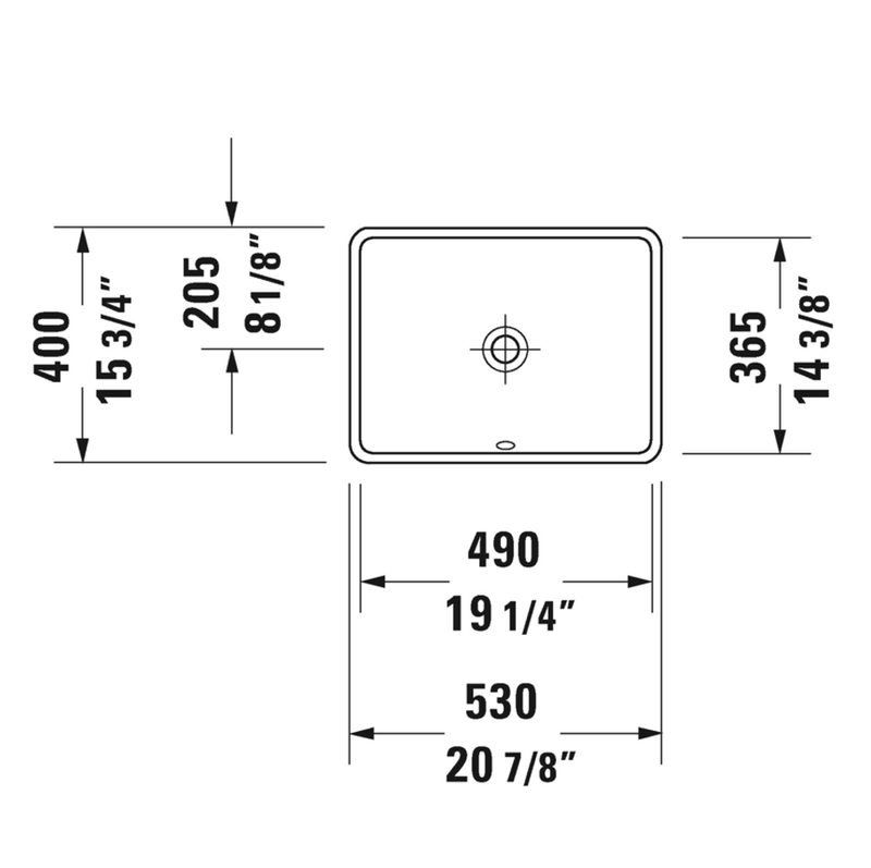 Lavabo Starck 3 Bajo Cubierta con Rebosadero Duravit 49x36.5x18 cm 0305490000